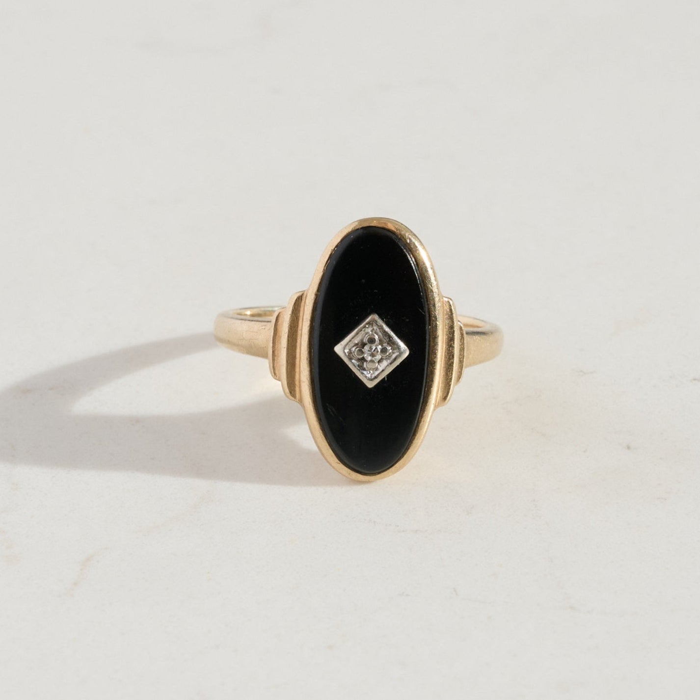 VINTAGE Onyx and Diamond Ring