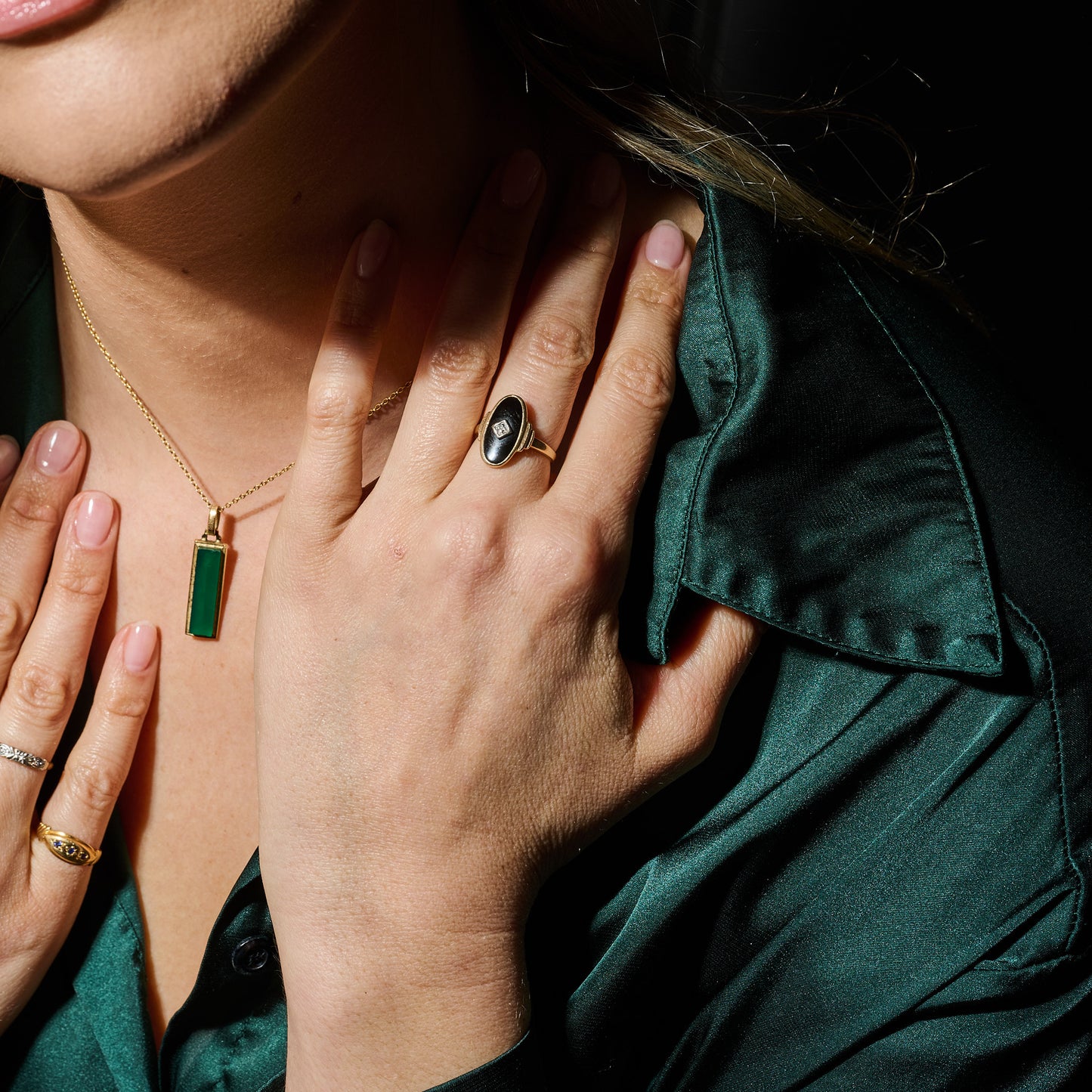 VINTAGE Onyx and Diamond Ring