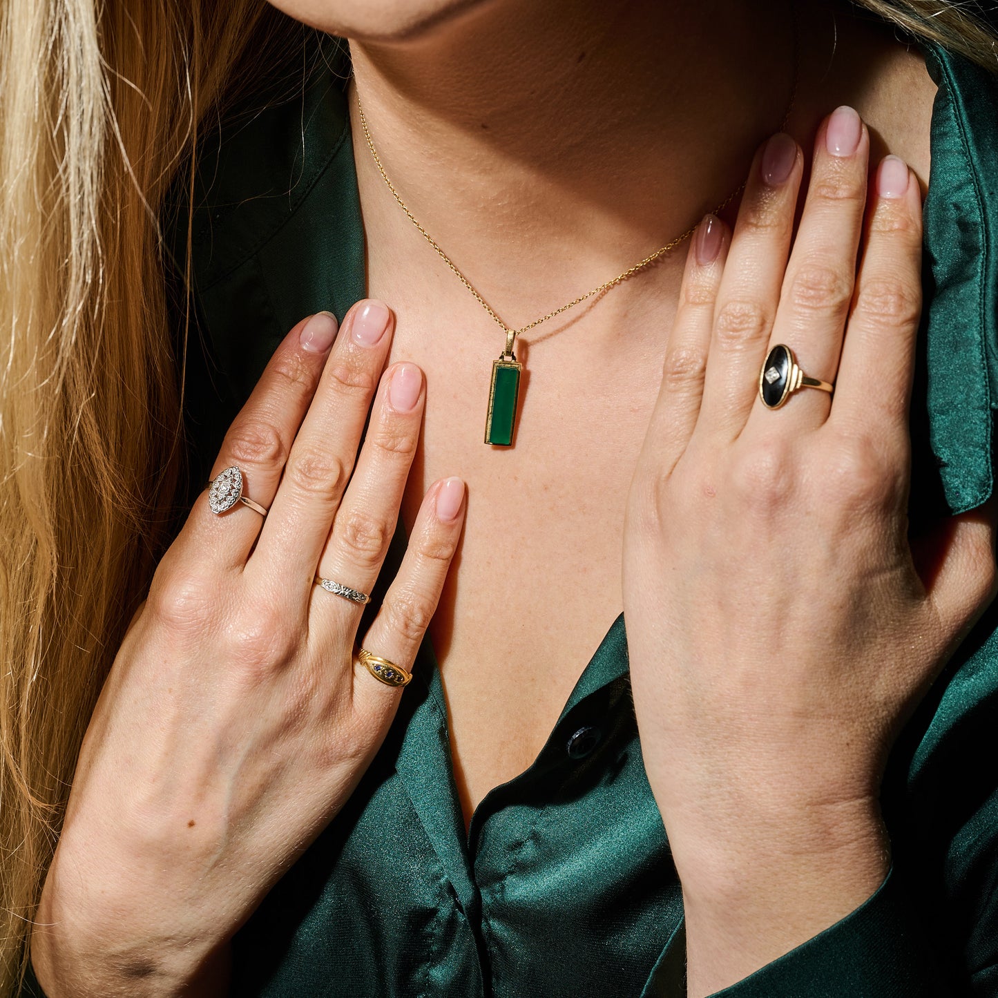 VINTAGE Onyx and Diamond Ring