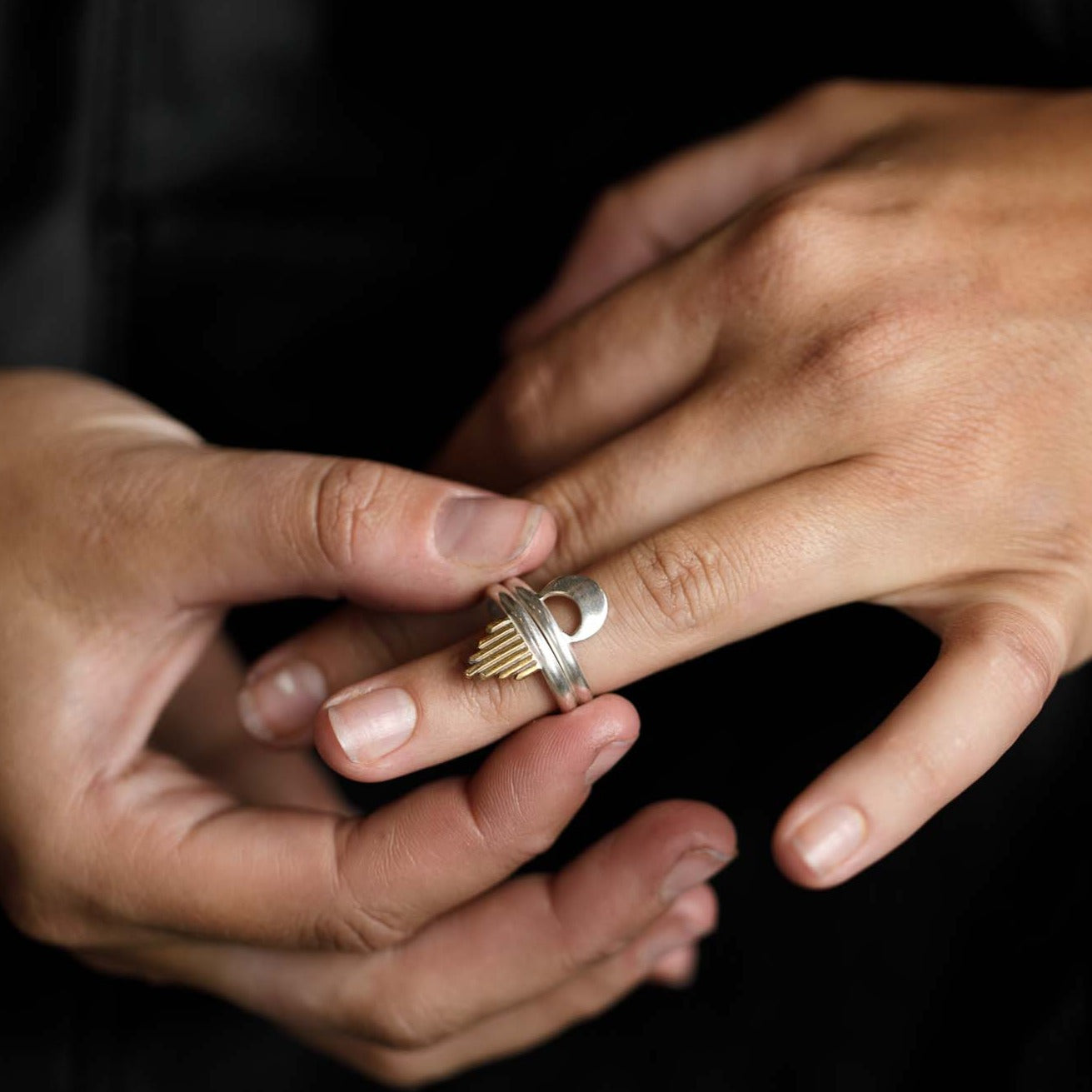 A stacking ring set that combines the symbols of the sun and the moon. Together they remind the wearer of balancing both masculine and feminine energy.