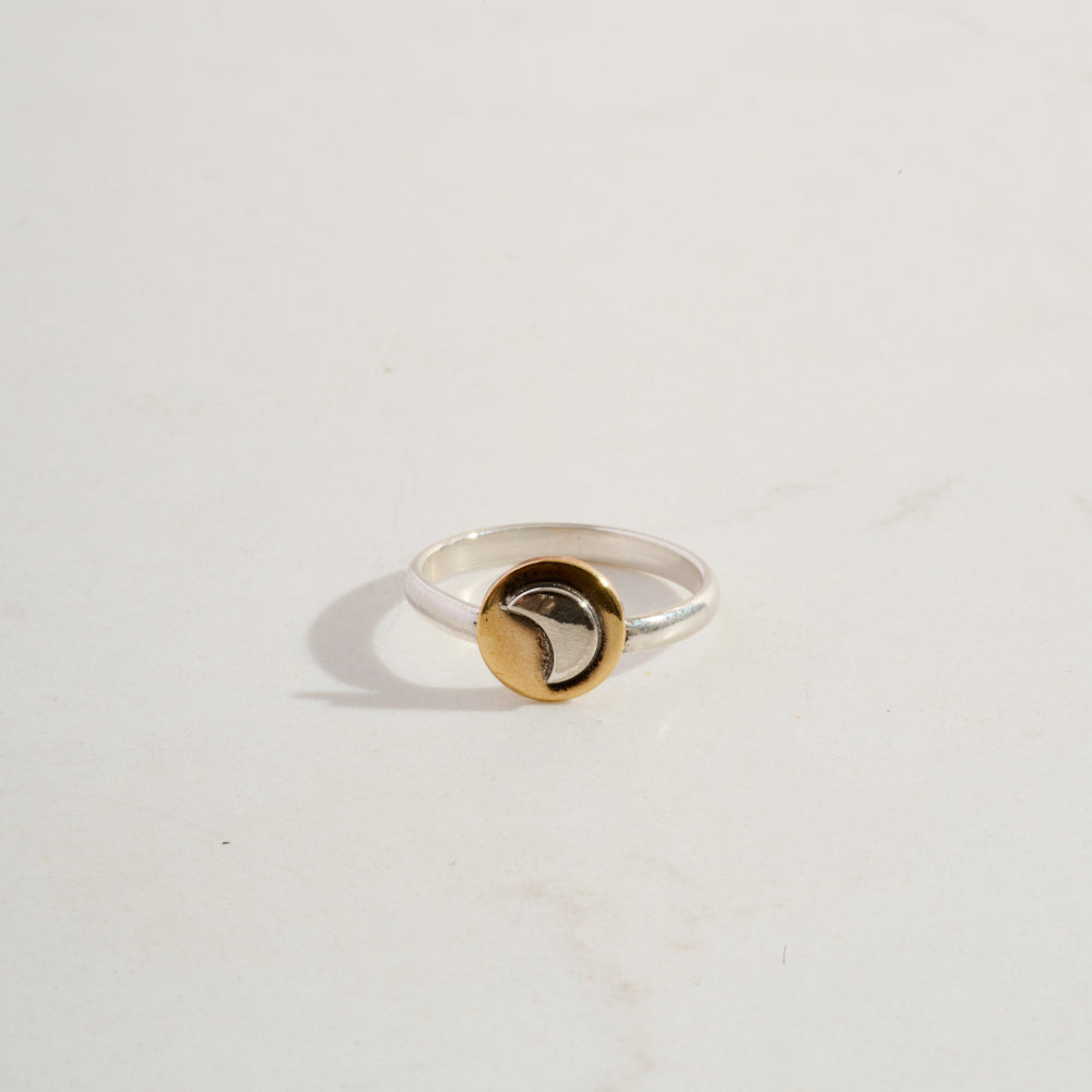 
                  
                    Mixed Metal Moon Ring | Silver + Brass
                  
                