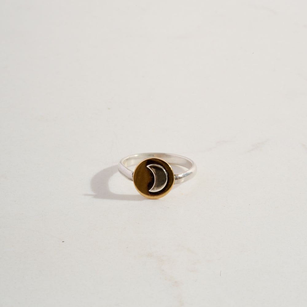 
                  
                    Mixed Metal Moon Ring | Silver + Brass
                  
                