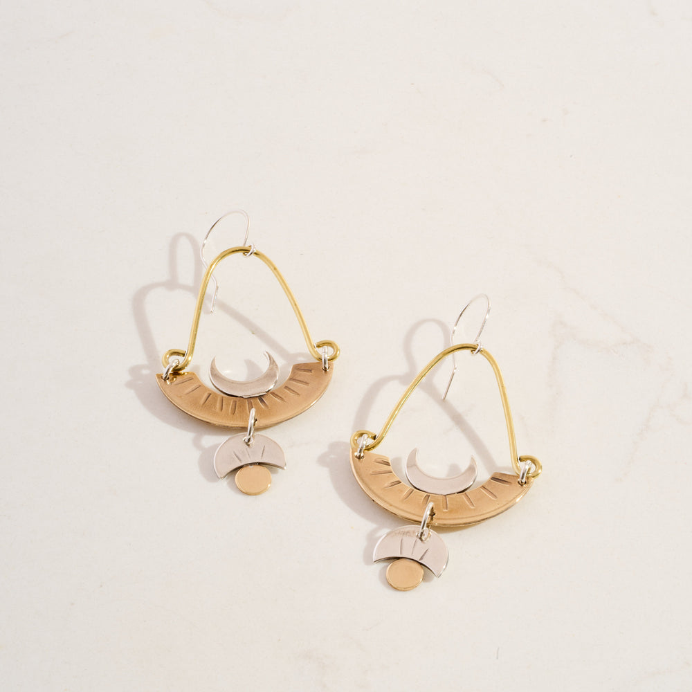 Twilight Earrings | Silver + Brass