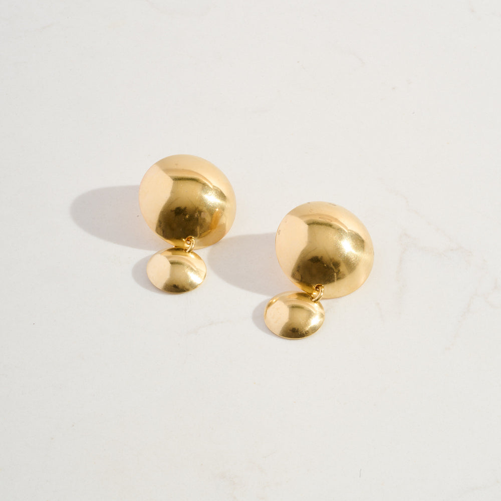 Double Disc Earrings | Brass