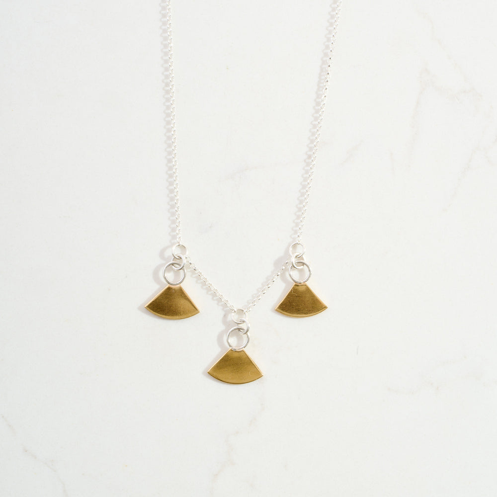 Axe Head Charm Necklace | Silver + Brass