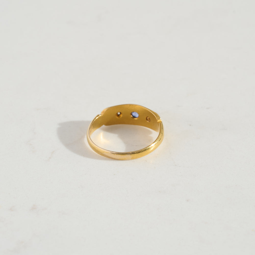 
                      
                        ANTIQUE Three Stone Sapphire and Diamond Star Set Ring
                      
                    