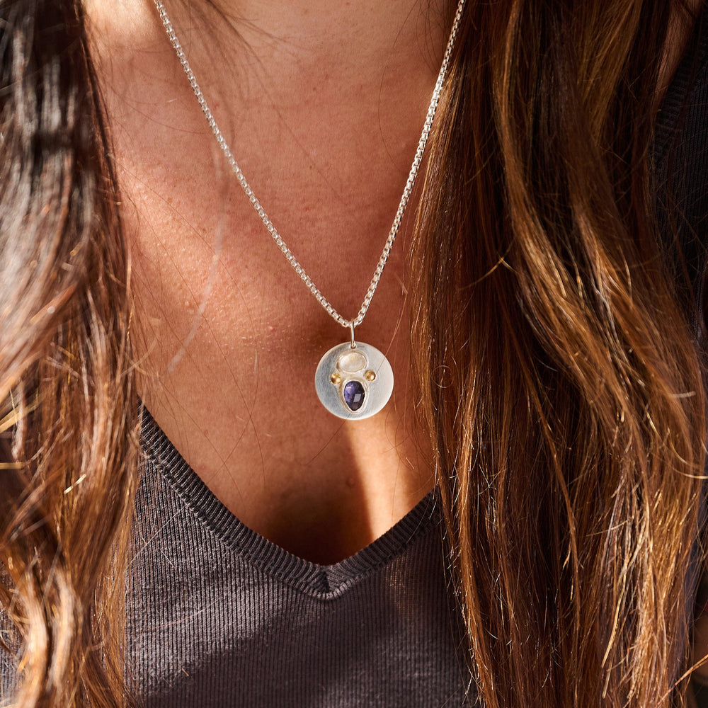 
                      
                        One of a Kind Medallion Pendant w/ Moonstone and Iolite
                      
                    