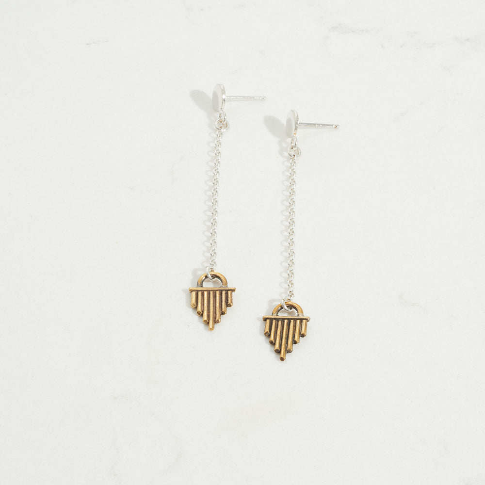 
                  
                    Sun Ray Dangle Studs  | Silver + Brass
                  
                