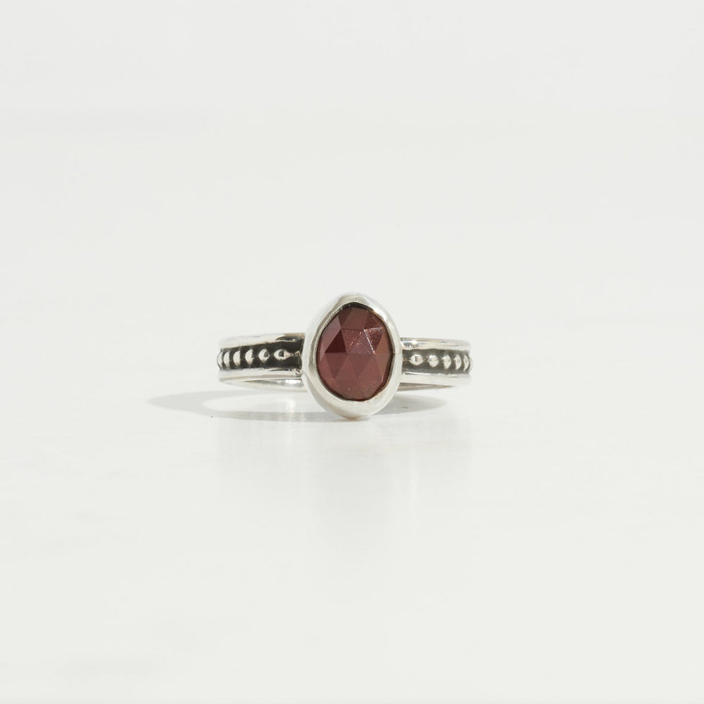 Garnet Protection Ring  | Silver