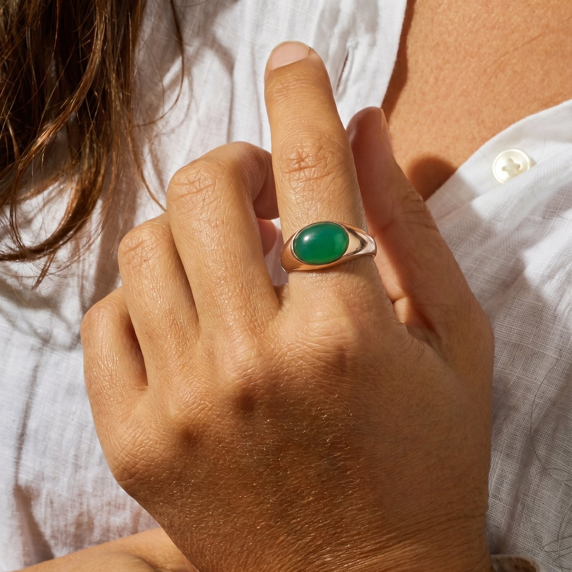 VINTAGE 14k Green Onyx Signet Ring – Adorn to Rise