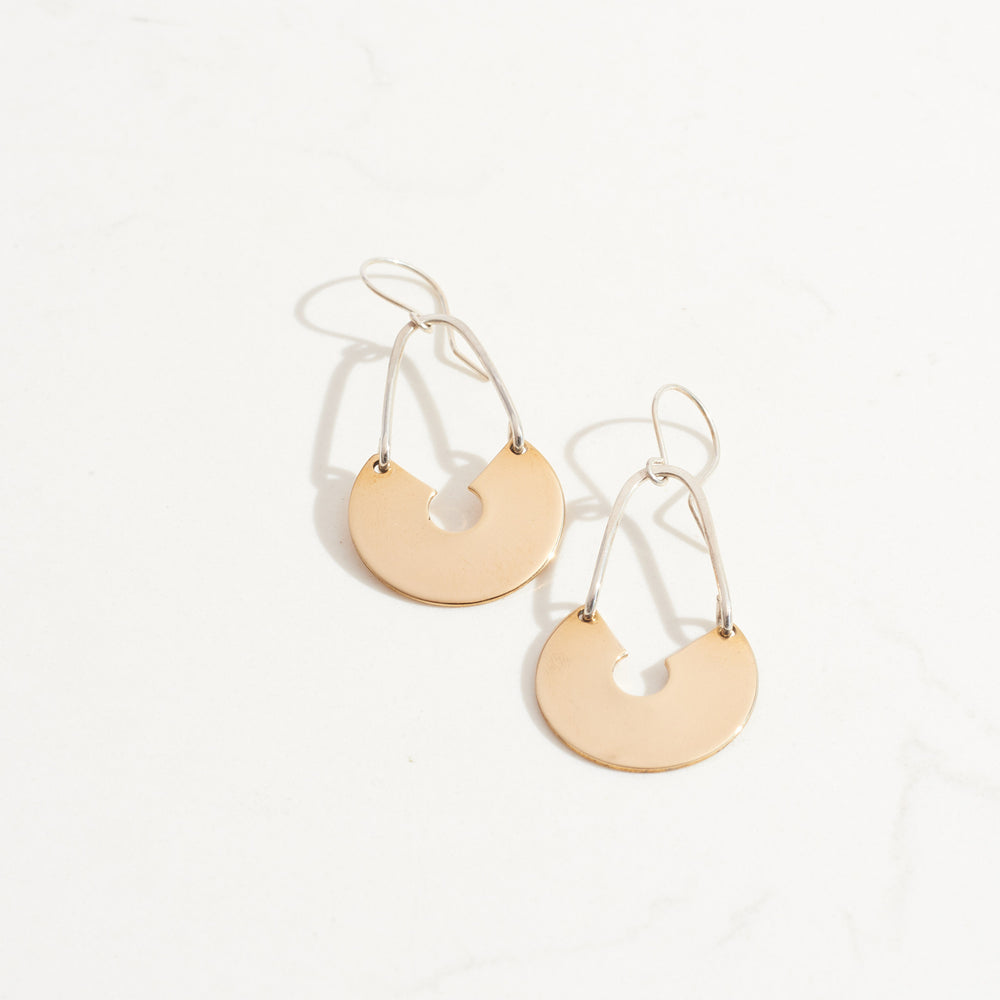 Keyhole Earrings | Silver + Brass