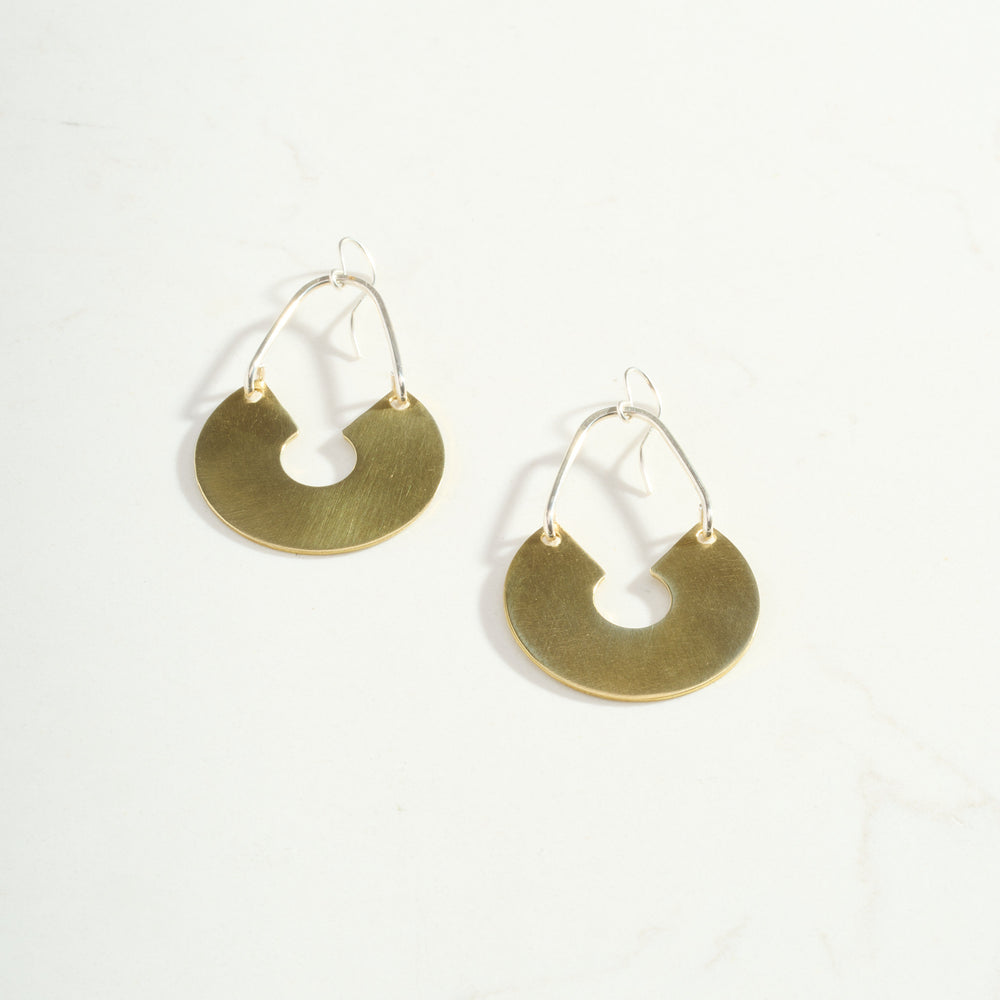 Large Keyhole Earrings | Silver + Brass