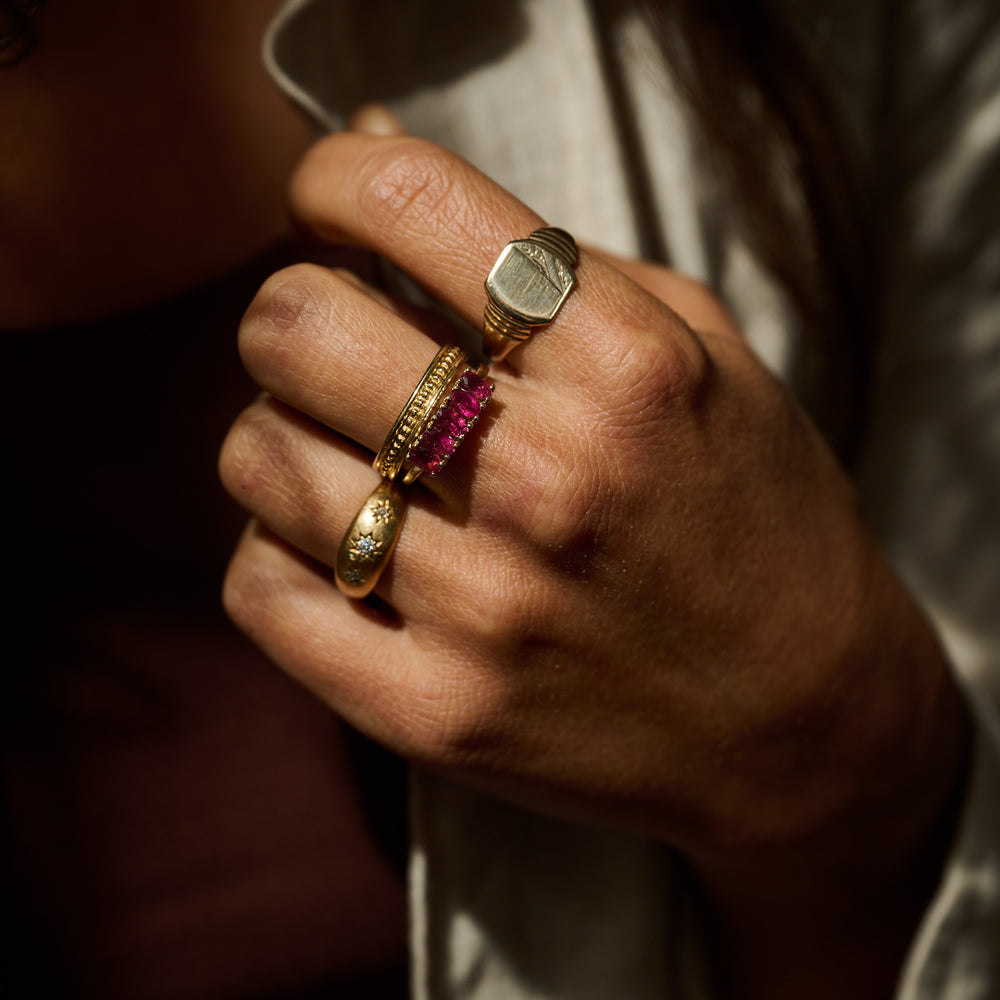 
                      
                        ANTIQUE Three Diamond Star Set Ring | 18k Gold
                      
                    