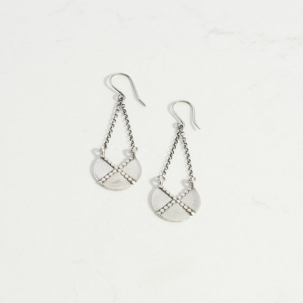 Shield Dangle Earrings | Silver
