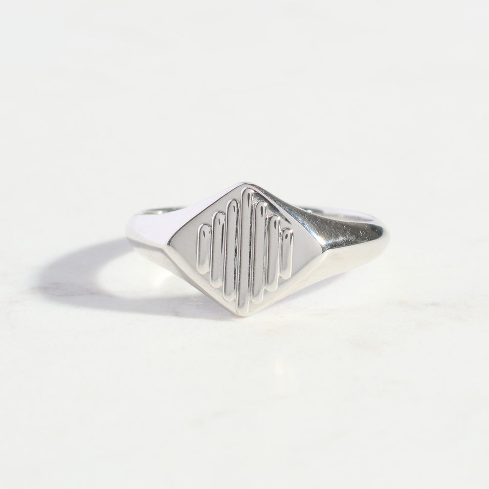 Silver Sun Ray Signet Ring