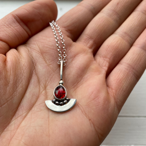 
                  
                    Garnet Shield Pendant  | Silver
                  
                