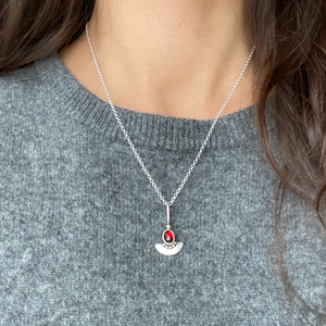 
                  
                    Garnet Shield Pendant  | Silver
                  
                