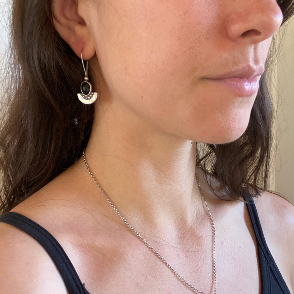 
                  
                    Onyx Shield Earrings | Silver
                  
                