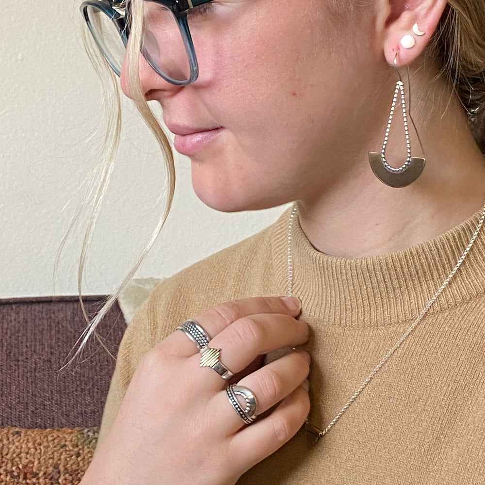 
                  
                    Large Ritual Axe Earrings | Silver + Brass
                  
                