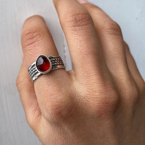 
                  
                    Garnet Warrior Ring  | Silver
                  
                