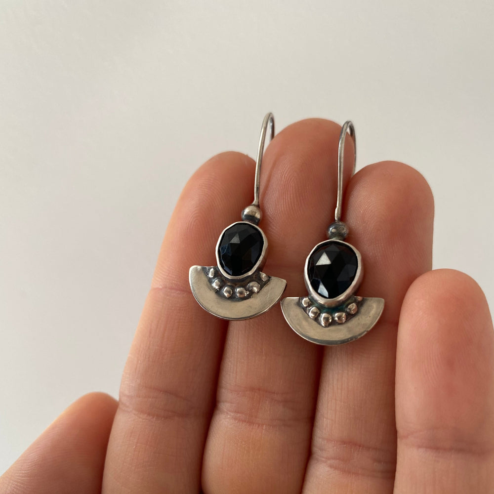 
                  
                    Onyx Shield Earrings | Silver
                  
                