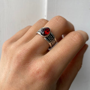 
                  
                    Garnet Warrior Ring  | Silver
                  
                